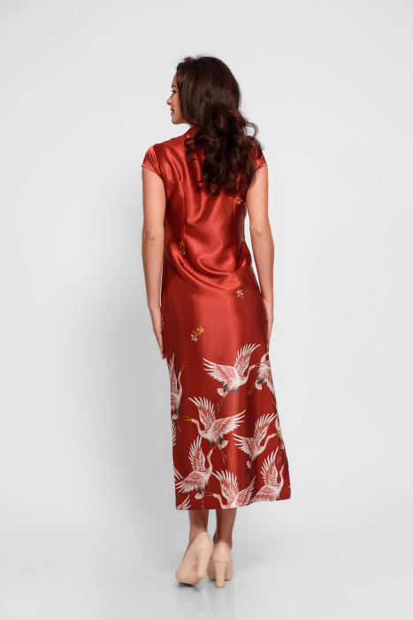 Rochie Effect cu influente orientale in nuante de caramiziu [2]