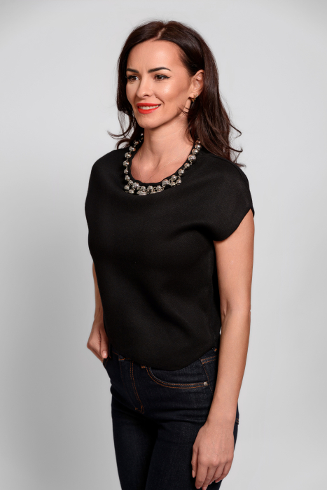 Bluza din tricot fin, asimetrica  cu colier statement [2]