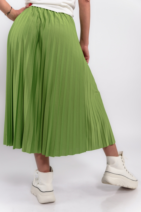 Fusta midi plisata verde crud [3]