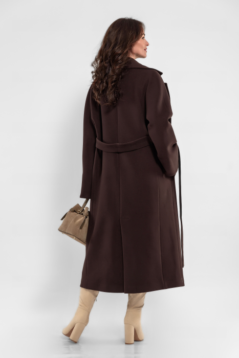 Palton stofa cu casmir,oversize  maro ciocolata [2]