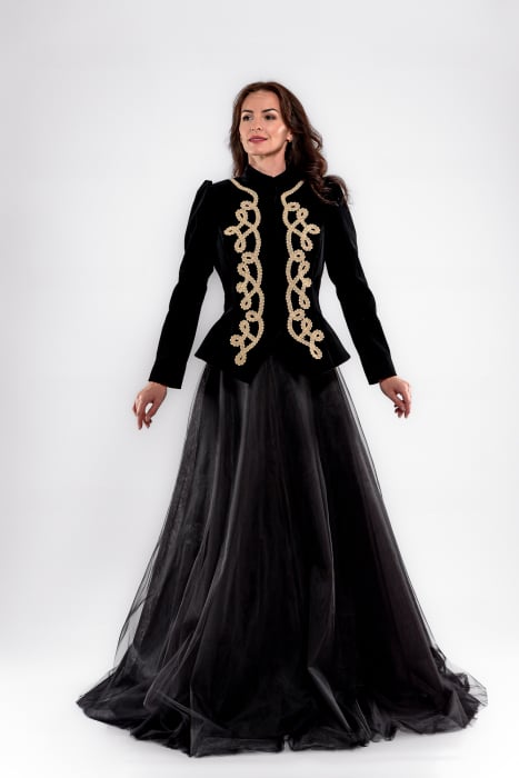 Fusta extra lunga din tulle  negru cu rijelina [1]