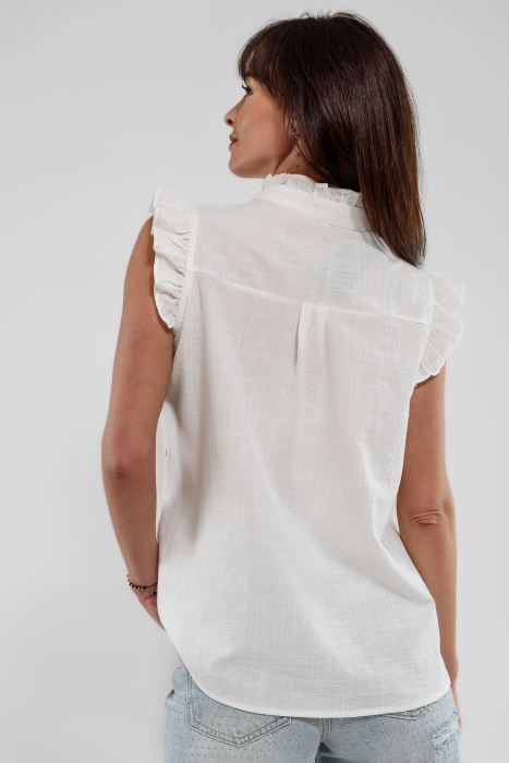 Camasa panza cu flori albastre brodate [4]