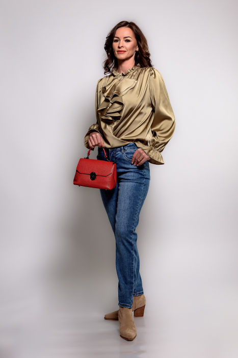 Bluza satin olive cu jabou [1]