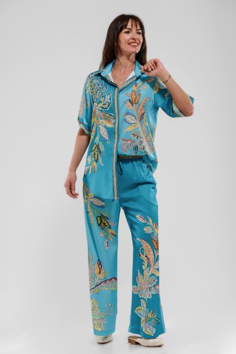 Compleu turcoaz satin imprimat [3]