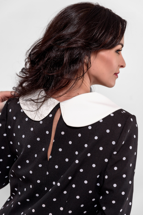 Rochie cu buline forma A cu guler detasabil [4]