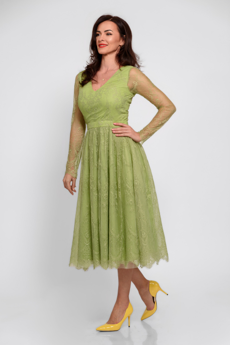 Rochie Effect dantela fina chantilly_verde fistic [2]