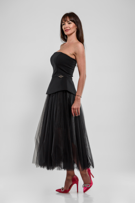 Rochie ocazie corset plus tulle_negru [2]