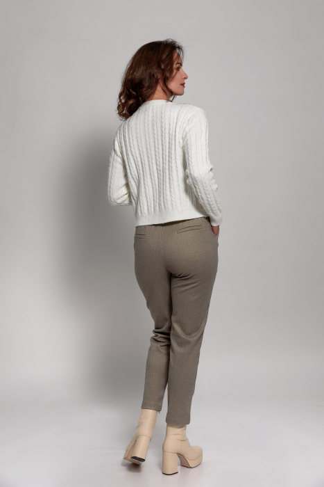 Pantaloni bej conici stofa groasa de iarna [4]
