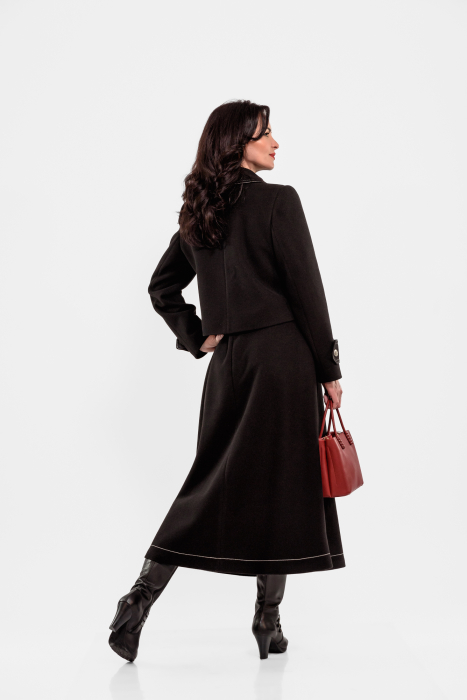 Fusta Effect midi, cusaturi ornamentale in contrast [2]