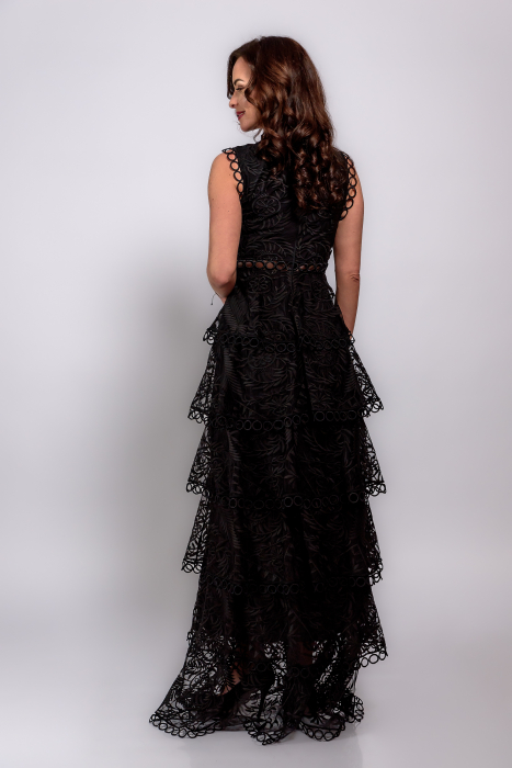 Rochie de ocazie lunga romantica din dantela cu detalii rafinate [3]