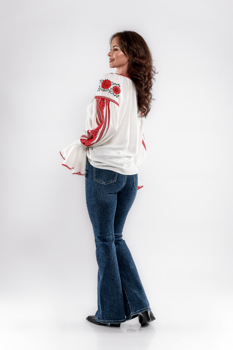 Bluza Effect  din panza de bumbac cu broderie si dantela [2]