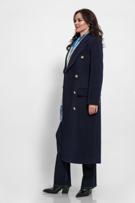 Palton bleumarin  cu casmir la doua randuri de nasturi [2]