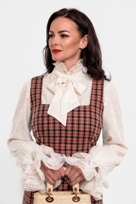 Sarafan Effect midi din stofa cu carouri [3]