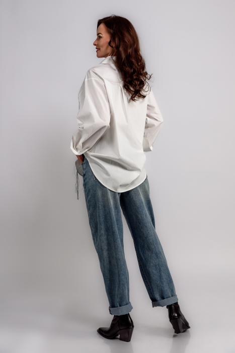 Camasa poplin premium cu broderie neagra [4]