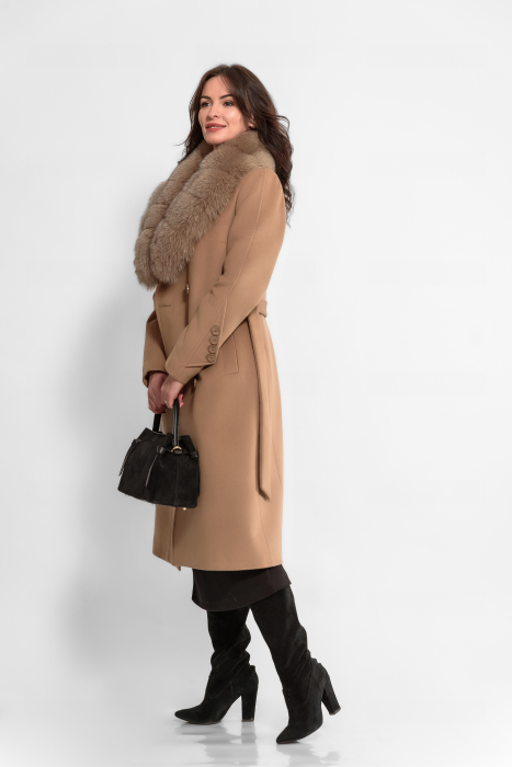Palton bej lana cu guler detasabil din balnita [2]