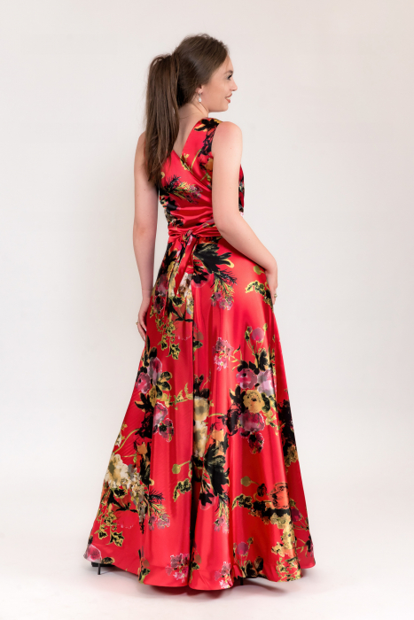 Rochie lunga din satin imprimat [2]