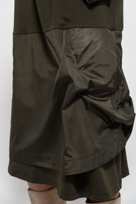 Rochie marime mare bumbac cu tafta oliv [4]