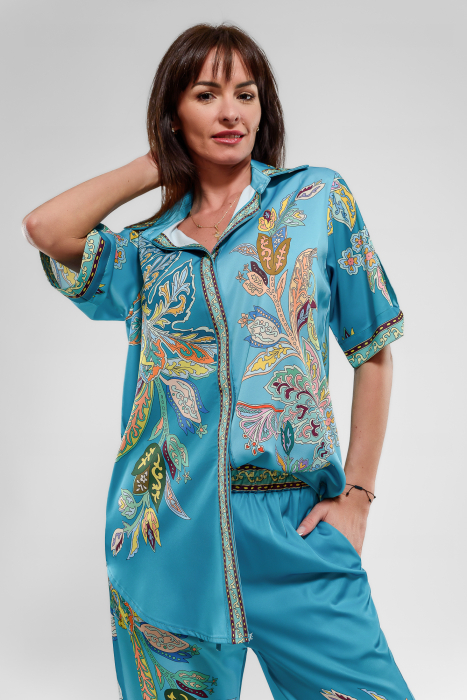 Compleu turcoaz satin imprimat [5]
