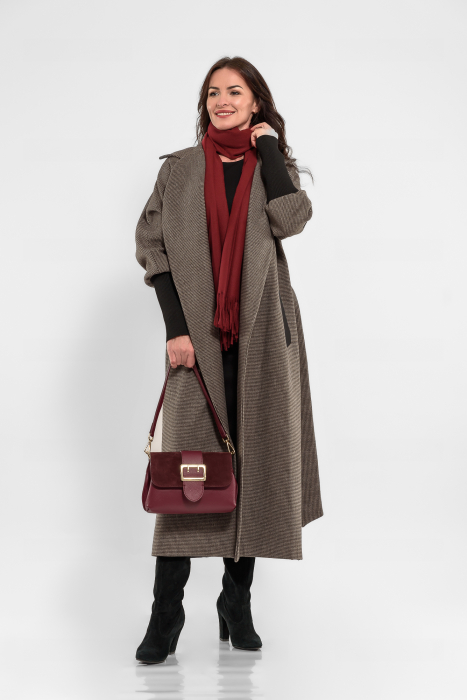 Palton stofa pepit cu casmir si mansete din tricot [1]