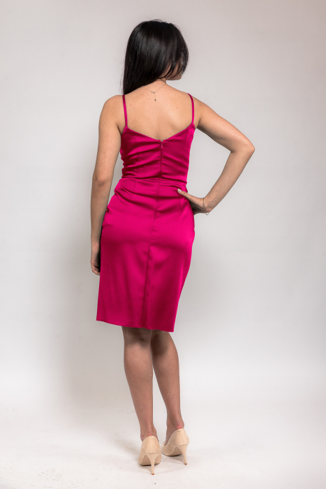 Rochie satin cu pliuri in fata [2]