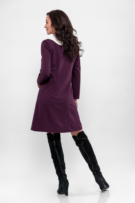 Rochie stofa mov forma A cu guler detasabil [3]