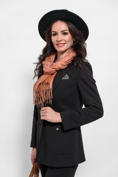 Sacou negru clasic din stofa de bumbac moale [3]