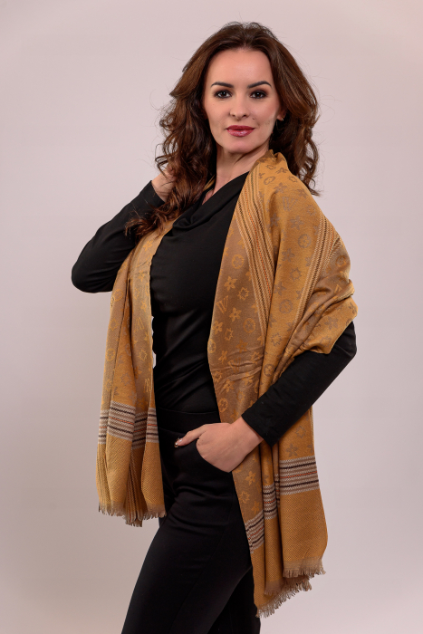Esarfa casmir nuante de bej si galben [1]