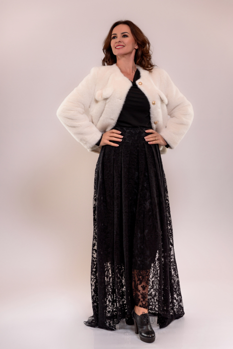 Blanita crem model vintage cu nasturi aurii [3]