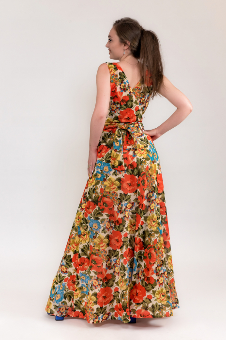 Rochie lunga din voal cu imprimeu floral [2]