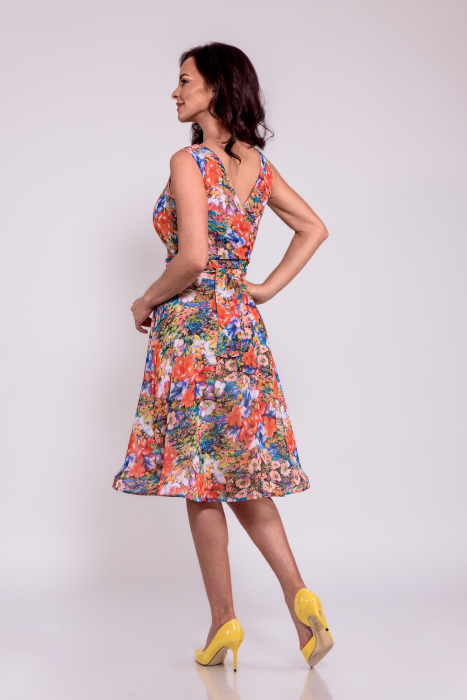 Rochie scurta petrecuta la spate_flori multicolora [3]