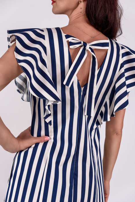 Rochie din 100% bumbac cu dungi bleumarin-alb [5]