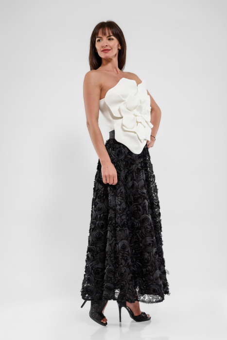 Fusta tulle negru cu flori 3D [5]