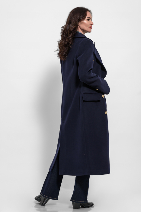 Palton bleumarin  cu casmir la doua randuri de nasturi [3]