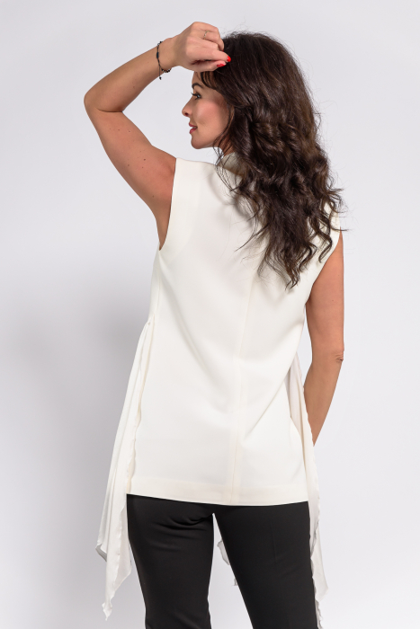 Vesta  Effect din stofa ivory cu flori handmade [5]