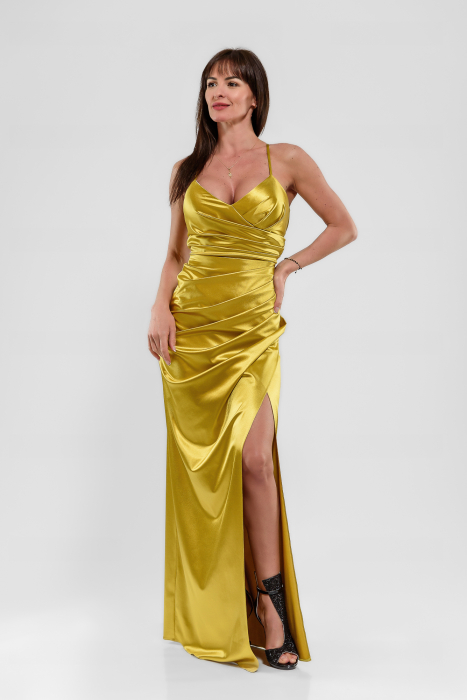 Rochie Effect aurie , de ocazie,  cu inchidere gen corset la spate [1]
