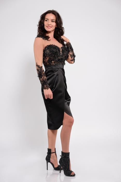 Rochie de ocazie din tafta cu aplicatii dantela pretioasa [2]