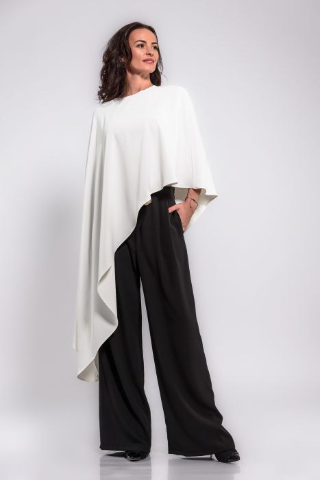 Bluza tip capa  Effect  eleganta din voal ivory [3]