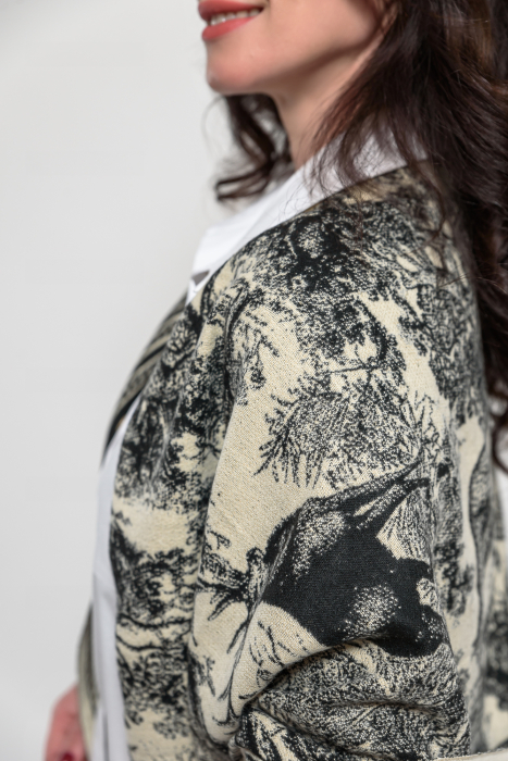 Esarfa groasa pufoasa cu imprimeu jungle [4]