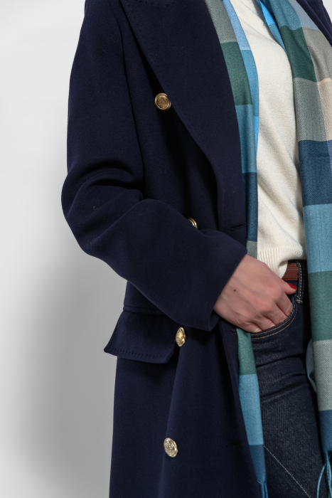 Palton bleumarin  cu casmir la doua randuri de nasturi [4]