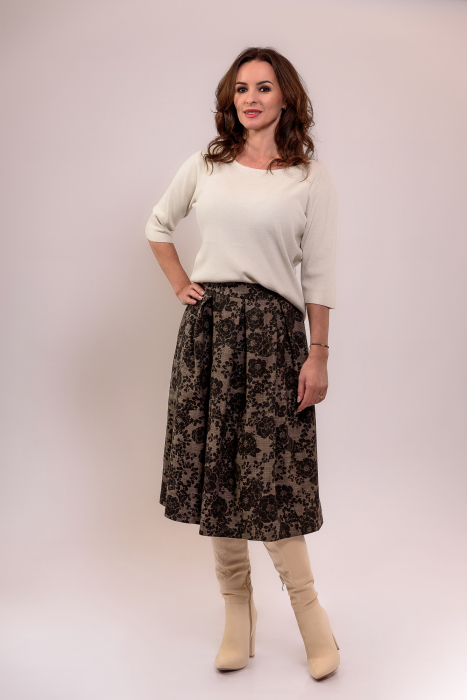 Fusta Effect stofa cu flori maro [3]