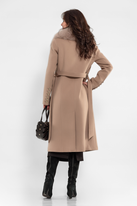 Palton bej cu guler detasabil din blana [2]