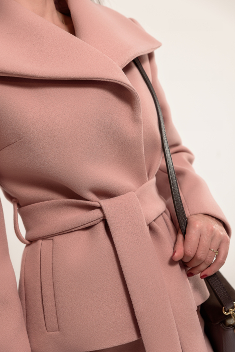 Costum stofa roz cu fusta conica [3]