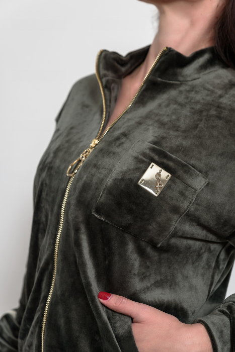 Compleu casual catifea oliv [5]