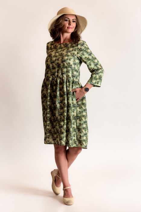 Rochie babydoll din in 100% cu flori de camp [2]