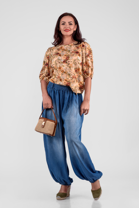 Pantaloni tip salvari din denim subtire [2]