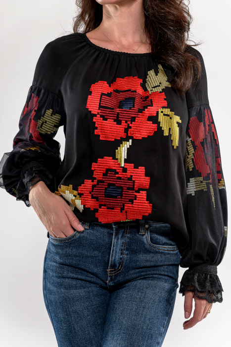 Bluza cu broderie si dantela de bumbac [2]