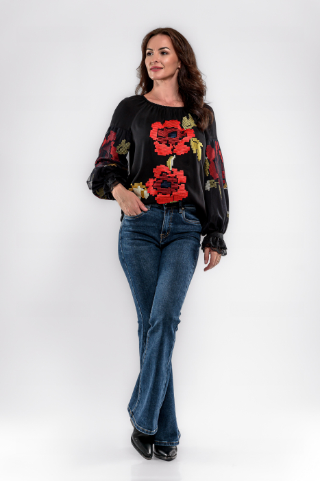 Bluza cu broderie si dantela de bumbac [1]