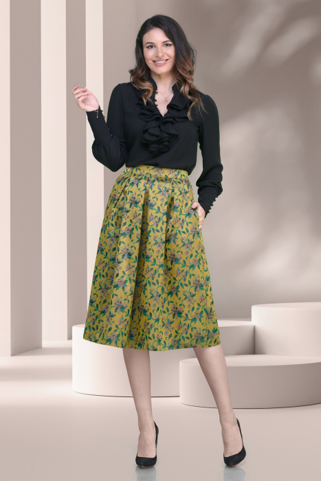 Bluza Effect eleganta voal negru cu volanase [2]