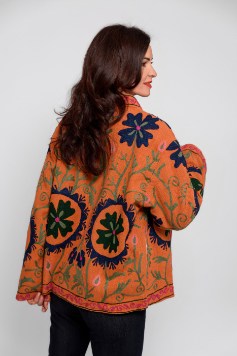 Jacheta oversize bumbac 100% cu broderie model peruvian [3]