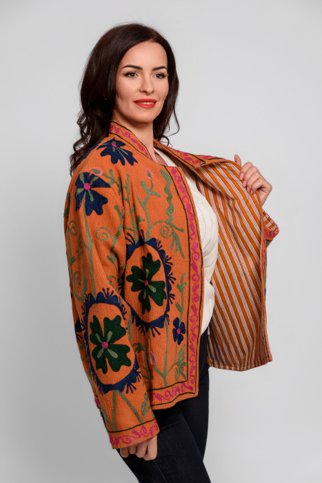Jacheta oversize bumbac 100% cu broderie model peruvian [2]